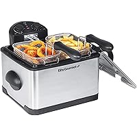 Elite Platinum EDF-401T Maxi-Matic 1700-Watt Stainless-Steel Triple Basket Electric Deep Fryer with Timer and Temperature Kno