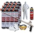 Vega Foam Fire Block Spray Foam Insulation Kit. Closed Cell Thermal and Sound Insulation. 12 Cans with All Accessories & Long Nose Gun. Covers up to 240 sqft at 1 inch 12 Canisters Total