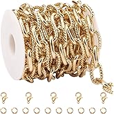 SMYHTGLIF 6.5 Feet / 2 Meters Gold Plated Aluminum Jewelry Making Chain Bulk Embossed Large Paperclip Chain for Jewelry Making