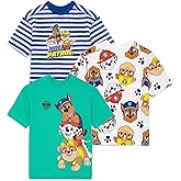Paw Patrol Boys 3 Pack T-Shirt Set | Kids Rubble, Chase & Marshall Complete Tee Bundle | Blue, Green & White Top Collection