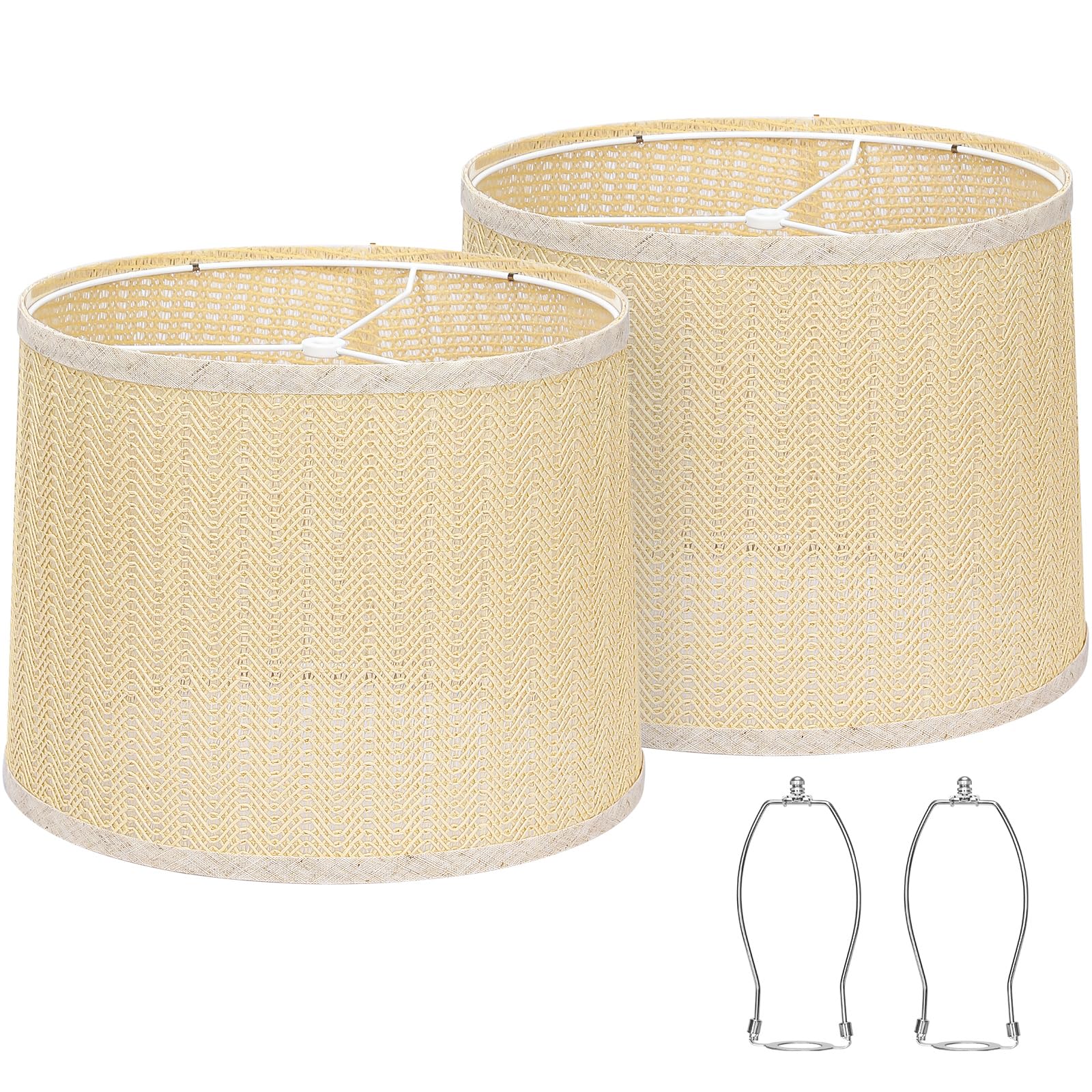Woven Lampshades Set of 2, Medium Drum Lamp Shades