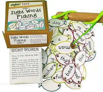MFM TOYS Fishing Game ~ Magnetic Catching Alphabets & Sightwords Fishing Recognition Reinforcement Game (Sightwords)