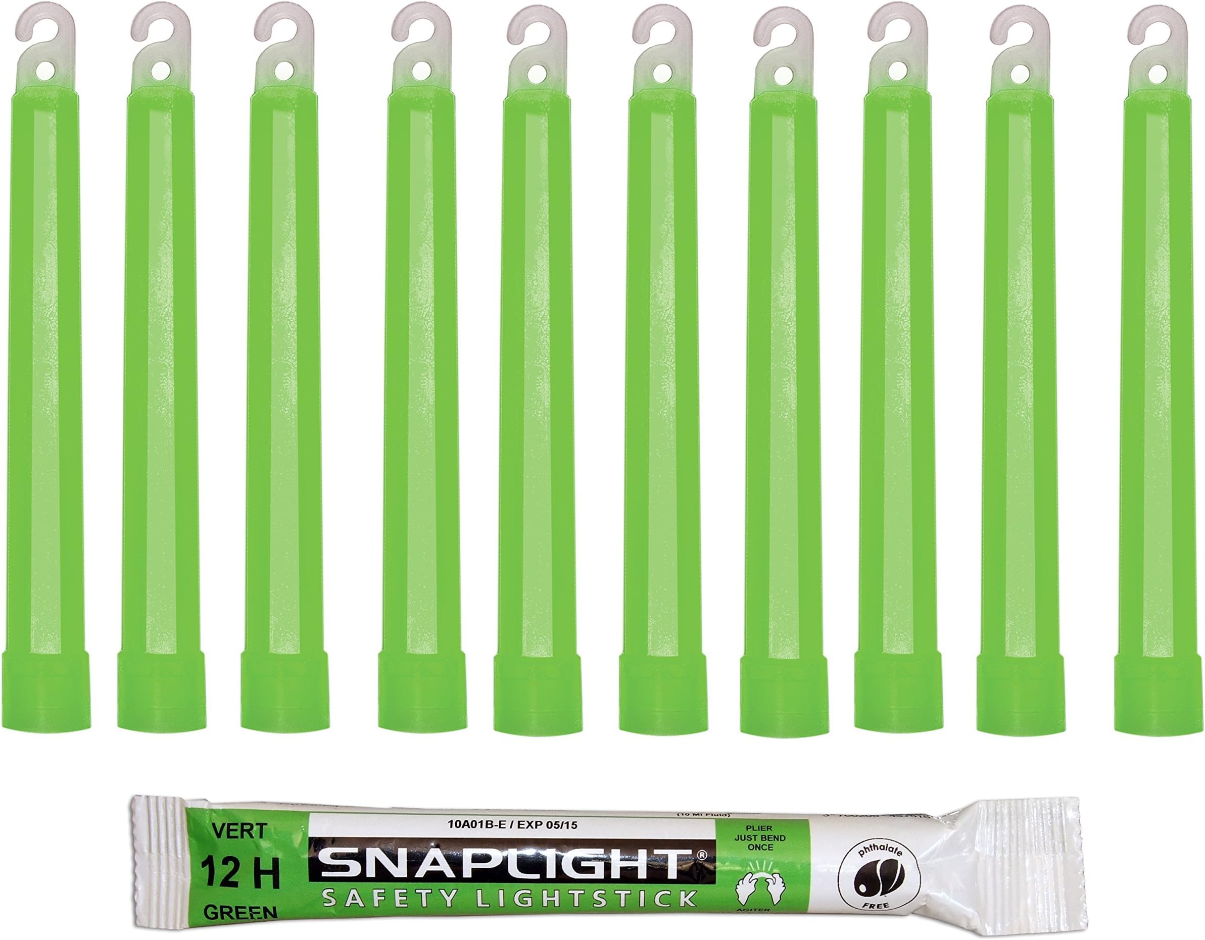Cyalume SnapLight Green Glow Sticks – 6 Inch Industrial Grade, Ultra Bright Light Sticks with 12 Hour Duration (Pack of 10)
