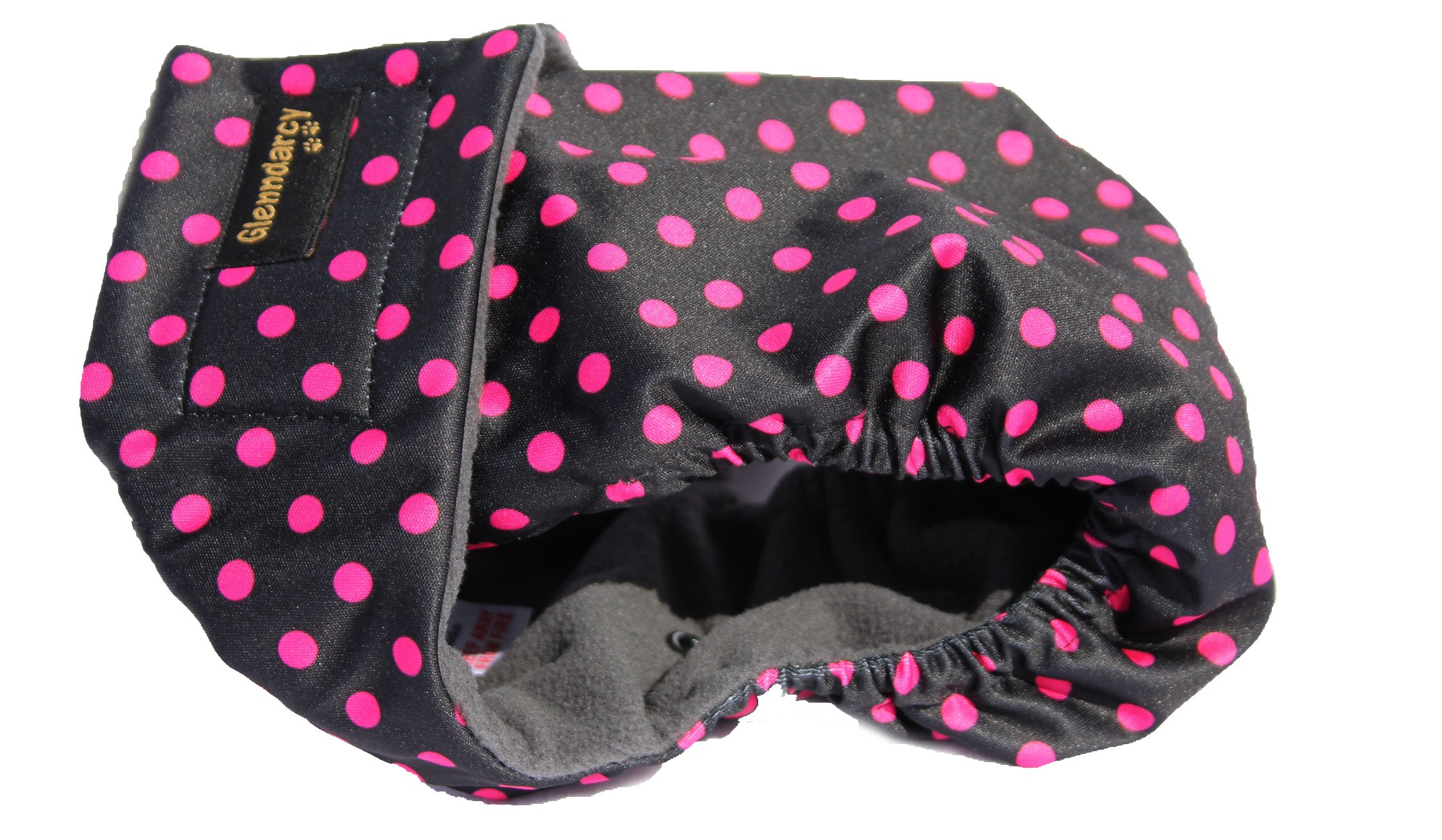 Glenndarcy No Tailhole Dog Season Nappy - French Bulldog - Black Pink Dots Large Pants only