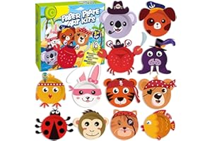 BAODLON Arts and Crafts Kits for Kids, 12 Pack Simple Crafts Animal Paper Plate Art Kit for Toddler Boys Girls 2 3 4 5 Year Old, DIY Kids Crafts for Preschool Classroom Activity/Birthday/Party Game