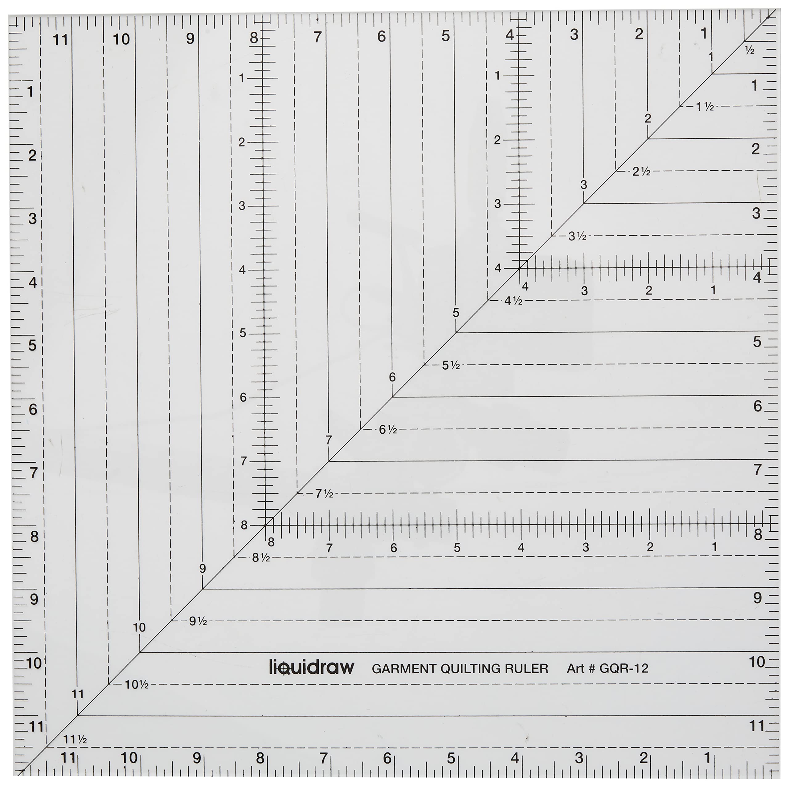 Liquidraw Square Quilting Ruler - 12" x 12" | Acrylic Quilting Square Template | Helpful Sewing Tool with Inch Markings | Helpful In Cutting Squares | Quilting & Sewing Must-Have