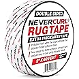 iPrimio NeverCurl Double Sided Extra Thick Rug Tape for Area Rugs on Carpet with Mesh Fabric - 1.5" by 30 Feet Roll - Anti Slip Non Skid Gripper Tape for Rugs, Mats, Pads, Runners