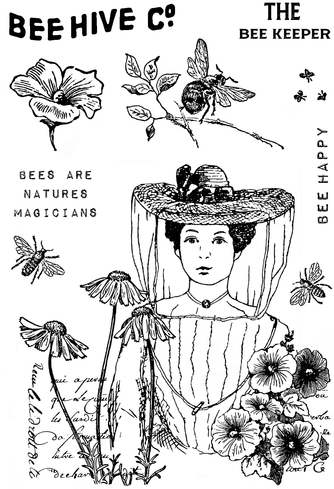Sam Poole Creative Expressions Clear Stamp Set-Bee Keeper, 4 x 6 inches