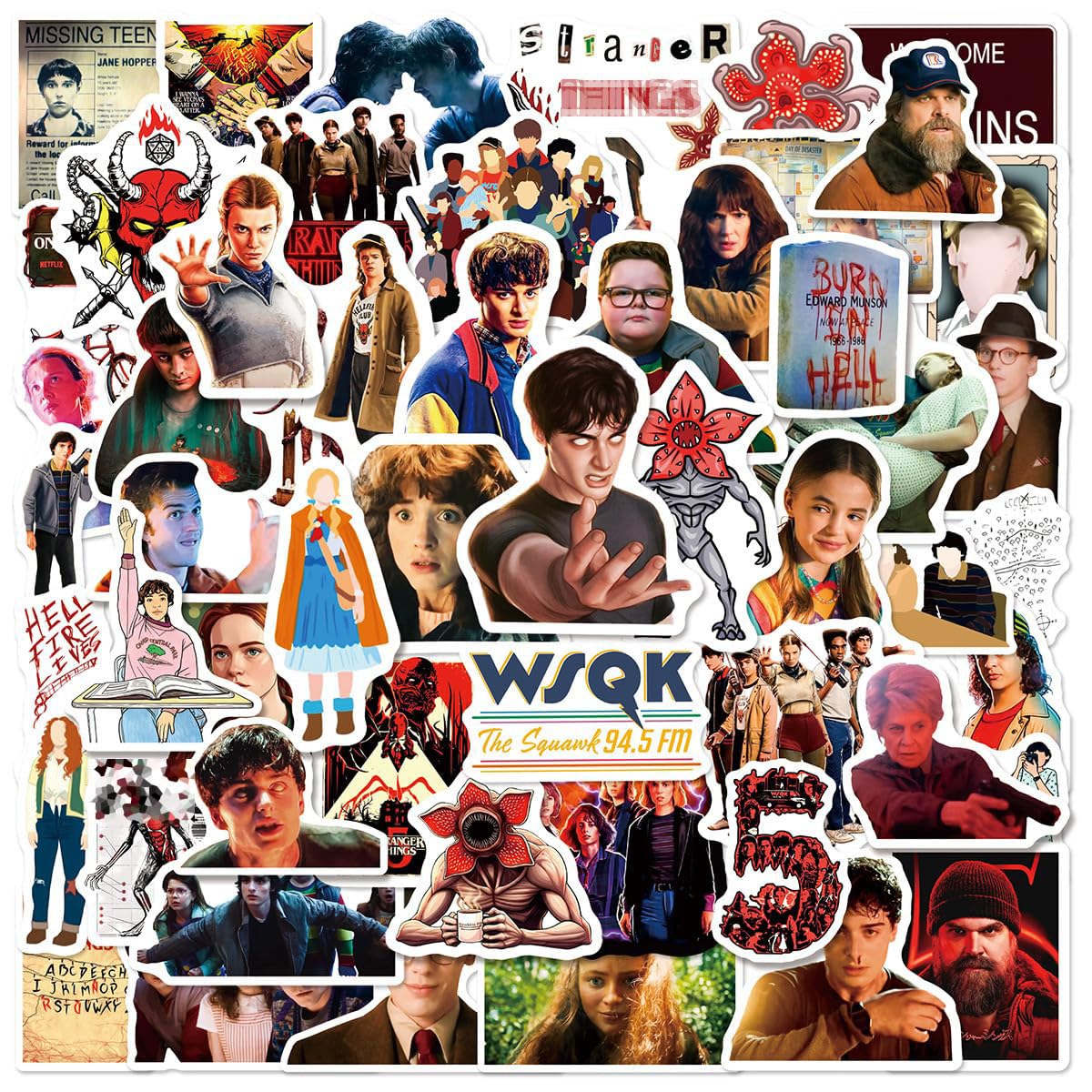 Canverlens Stranger Funny Stickers 50Pcs for Laptop Water Bottles Skateboard Computer Phone Sticker Pack for Kids/Teen — image 1