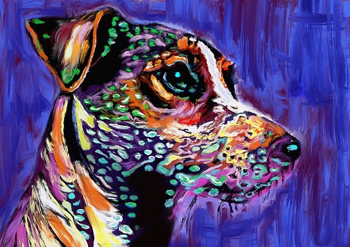 Jack Russell Art Print Jrt Nursery Art Colorful Long Haired Jrt