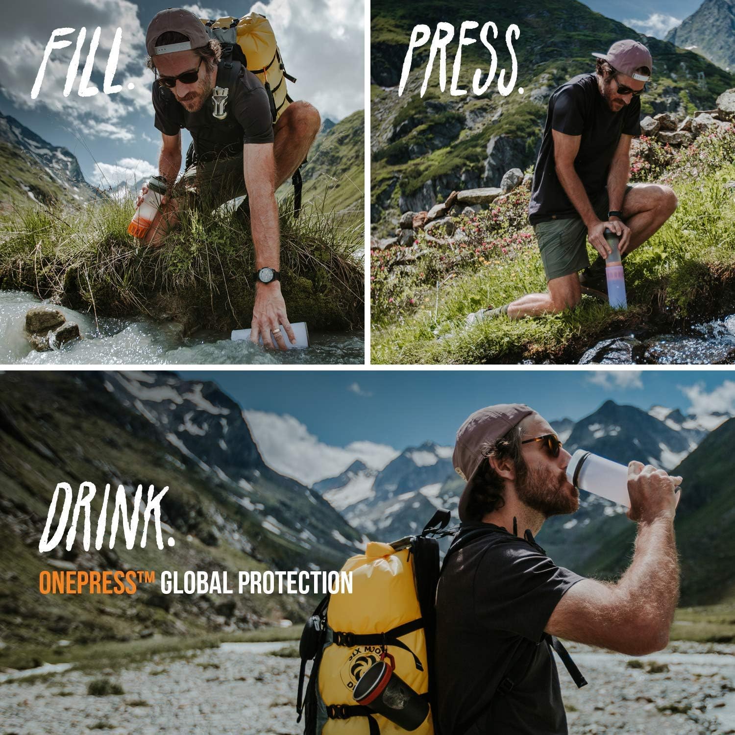 GRAYL Ultralight Water Purifier Bottle + Extra Filter Cartridge [Bundle] for Hiking, Travel, and Emergency Preparedness - Alpine White : Sports & Outdoors
