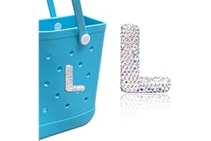 HLUWA Diamond Letter Charms for Bogg Bag - Sparkling Rhinestone Alphabet Lettering Accessories for Handbag, Beach Tote Bag