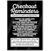 Black Acrylic Checkout Reminders Sign Compatible with Airbnb Essentials for Hosts Signs, 5x7 Air bnb Signs Standard Guidelines, Rental Rules Sign Compatible with Airbnb Supplies for Guests, USA Made