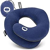 BCOZZY Travel Neck Pillow for Airplane, Head &amp; Chin Support, Large Navy | Rest comfortably on flights and road trips. Arrive refreshed. Soft, adjustable, washable and lightweight, with a carry bag.