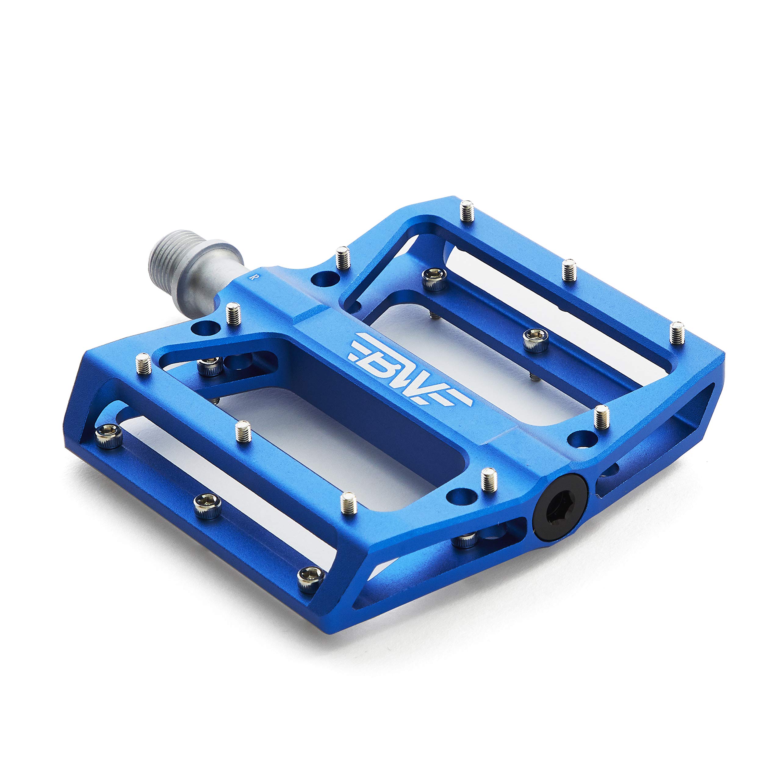 BW USA Berm Platform Bike Pedals - Lightweight Aluminum Flat Pedals for MTB and BMX - Dark Blue