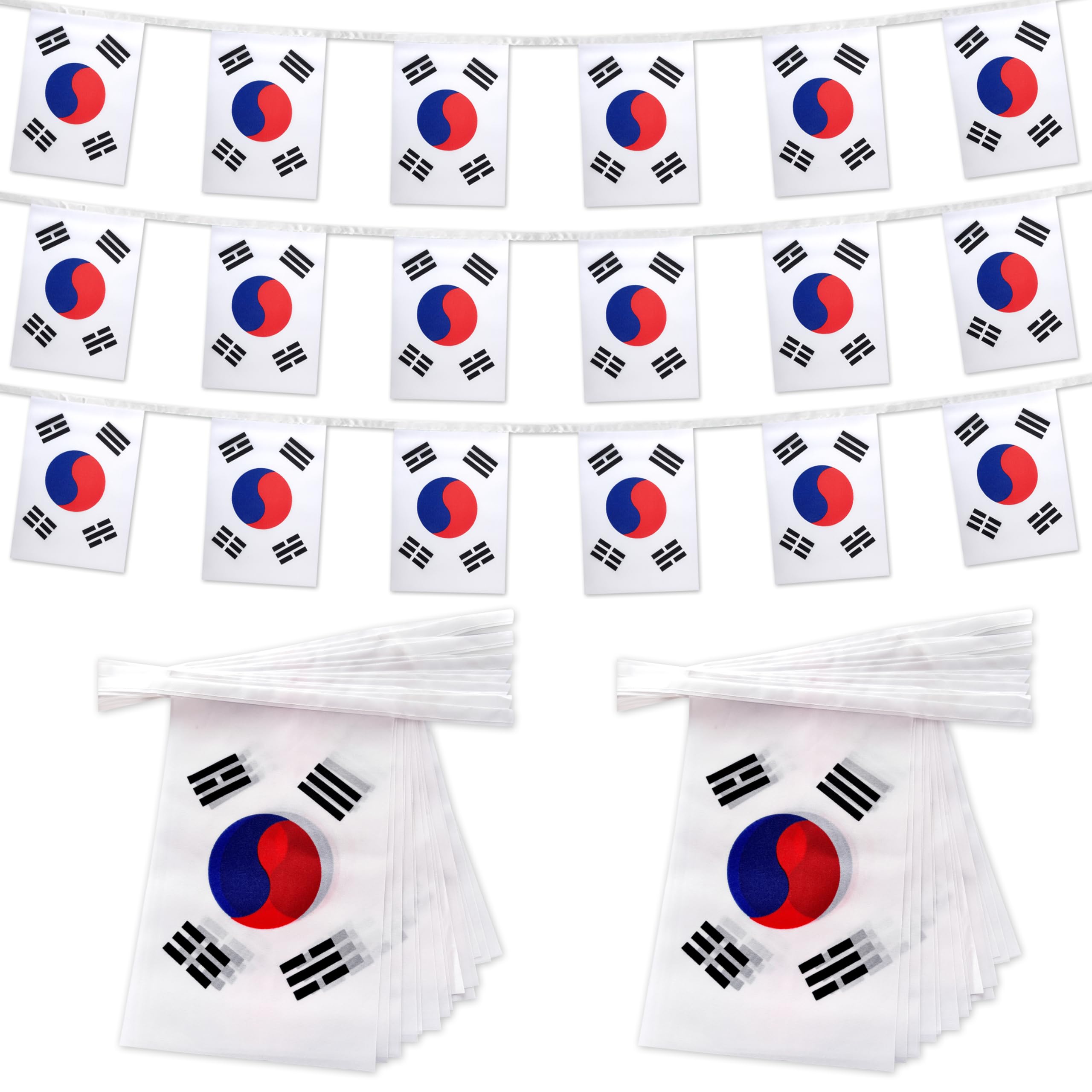 Photo 1 of TSMD 2 Packs South Korea Flag Banner Korean Flags String Small Mini Hanging Flags Decorations,60 Feet 40 Flags