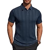 Alimens & Gentle Mens Polo Shirts Short Sleeve Knit Stretchy Casual Lightweight Summer Vacation Party Golf Shirts