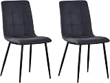 mcc direct Set of 4 Faux Suede Dining Chairs Metal Legs Black Grey Light Grey view 4