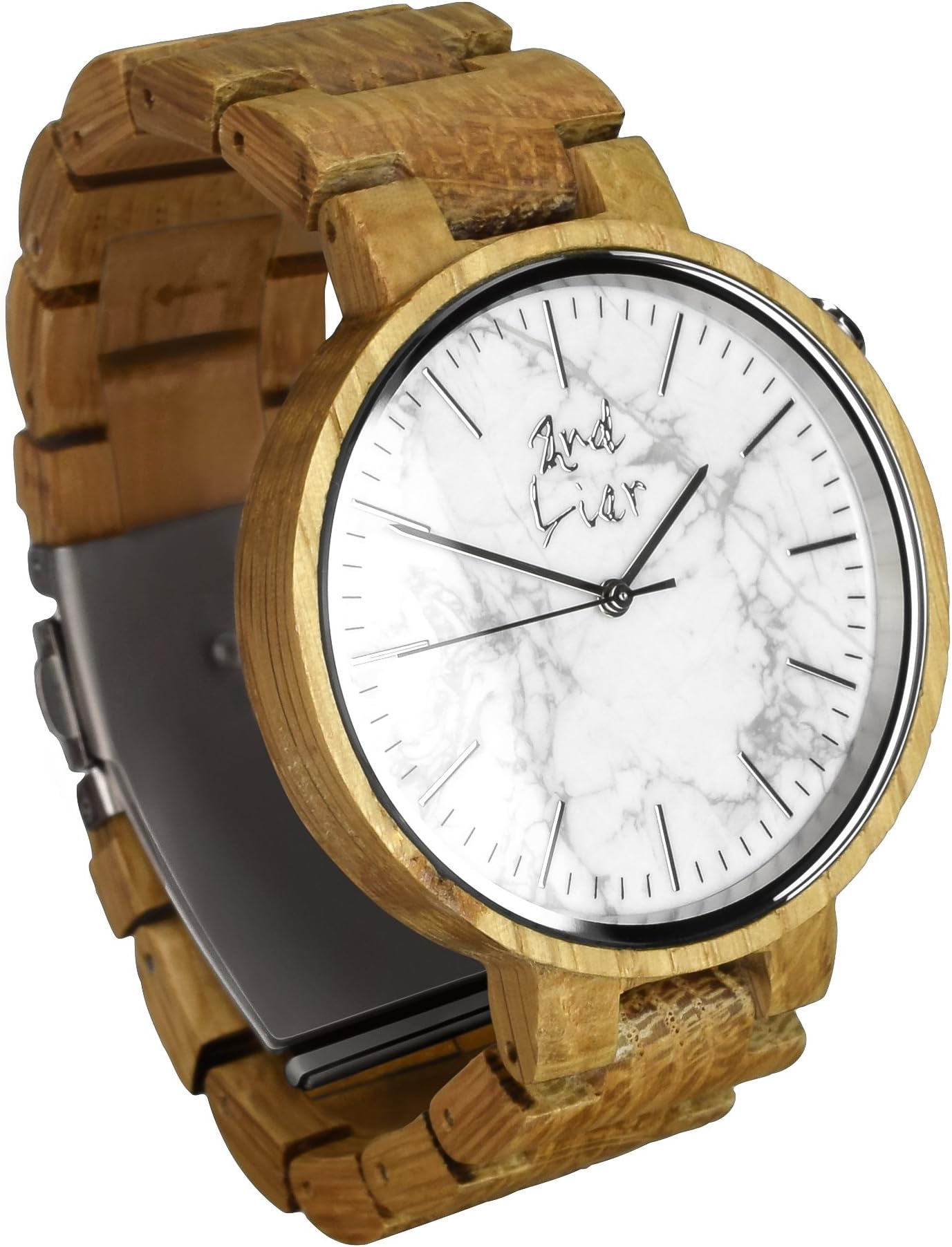Wooden Watch Handmade Woodwatch with Stone dial | Wood: White Oak | Stone: White Marble | Housing Diameter: 42mm | Women | 12 Months Warranty | 30 Days Money Back Guarantee