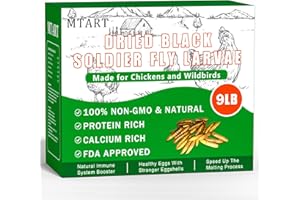 MTART 9LB Dried Black Soldier Fly Larvae Treat for Chicken, 100% Natural Non-GMO More Calcium Than Dried Mealworms High Protein Chicken Feed for Birds, Ducks, Layer Hens