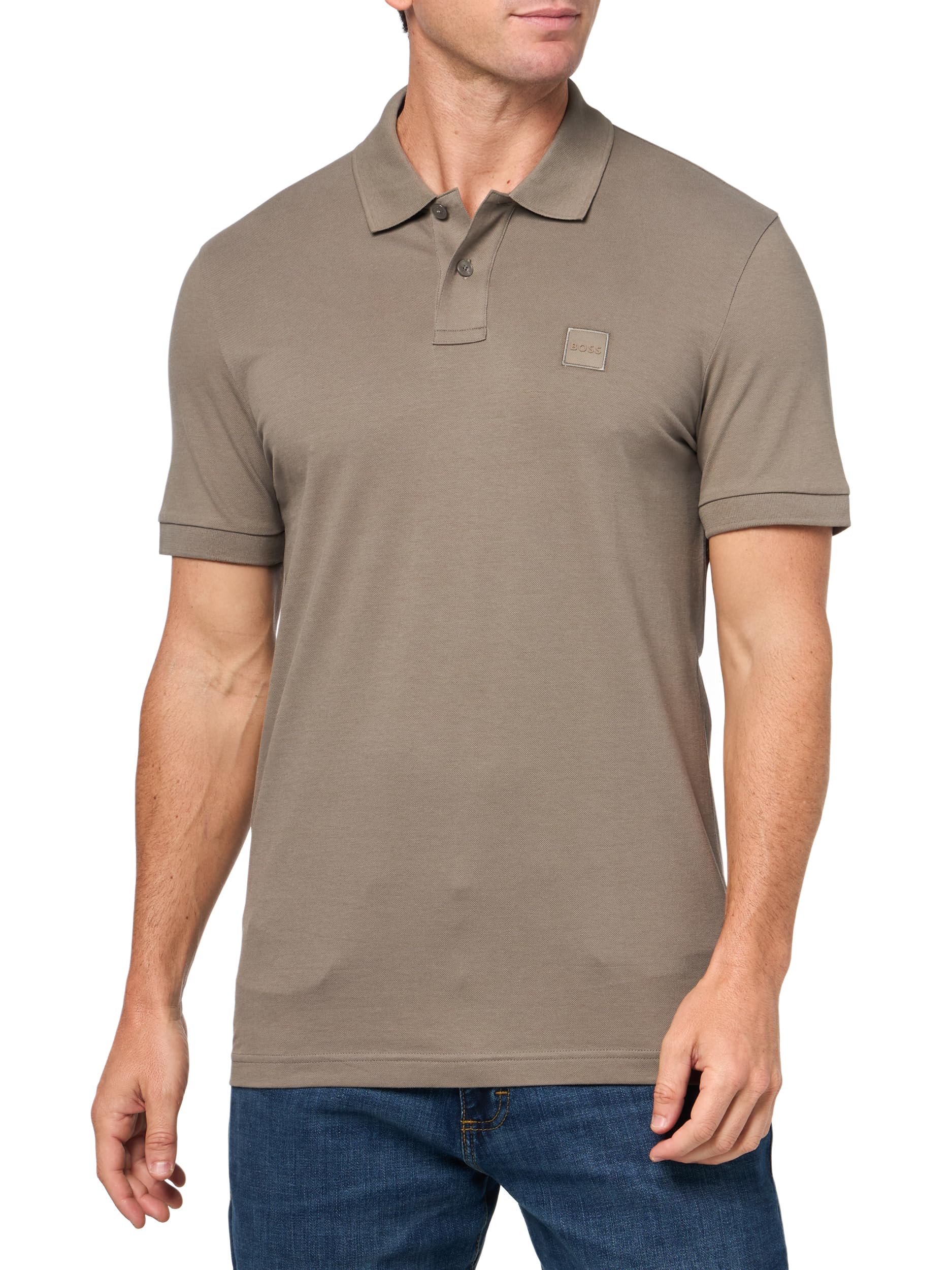 BOSS, Square Patch Logo Slim Fit Pique Polo Shirt, Cedar, L