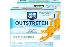 Fresh Step Outstretch, Clumping Cat Litter, Advanced, Unscented, Extra Large, 32 Pounds total (2 Pack of 16lb Boxes)