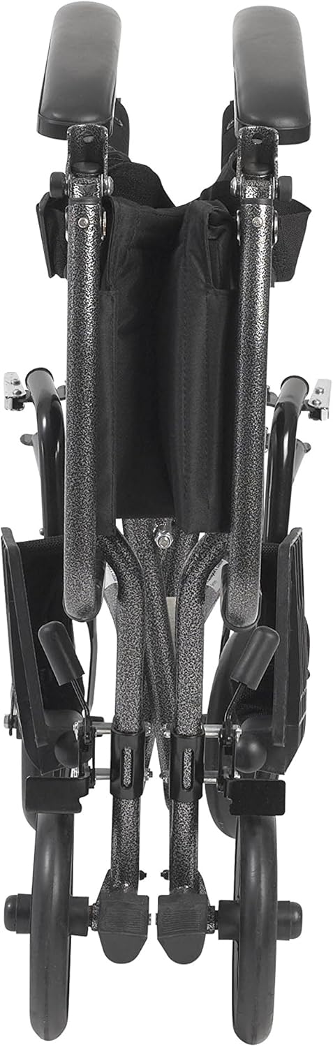Drive Medical Lightweight Steel Transport Wheelchair, Fixed Full Arms, 19" Seat, Silver: Kitchen & Dining
