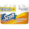 Scott ComfortPlus Toilet Paper, 12 Triple Rolls, 231 Sheets per Roll, Septic-Safe, 1-Ply Toilet Tissue
