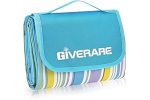 GIVERARE Picnic Beach Blanket, XL Sandfree Waterproof Outdoor Camping Blanket, Quick Drying Oxford Family Mat, Portable Extra Large Picnic Mat for Travel, Hiking, Music Festival, Lawn