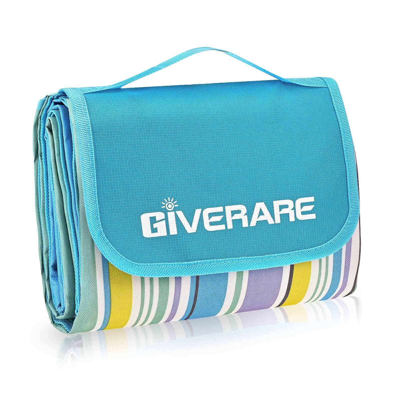 Photo 1 of GIVERARE Picnic Beach Blanket, XL Sandfree Waterproof Outdoor Camping Blanket, Quick Drying Oxford Family Mat, Portable Extra Large Picnic Mat for Travel, Hiking, Music Festival, Lawn