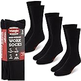 Wrangler Men's Mid Weight Outdoor Socks - Work Socks for Men with Arch Support, Cushioned Toe & Heel - Size 6-12