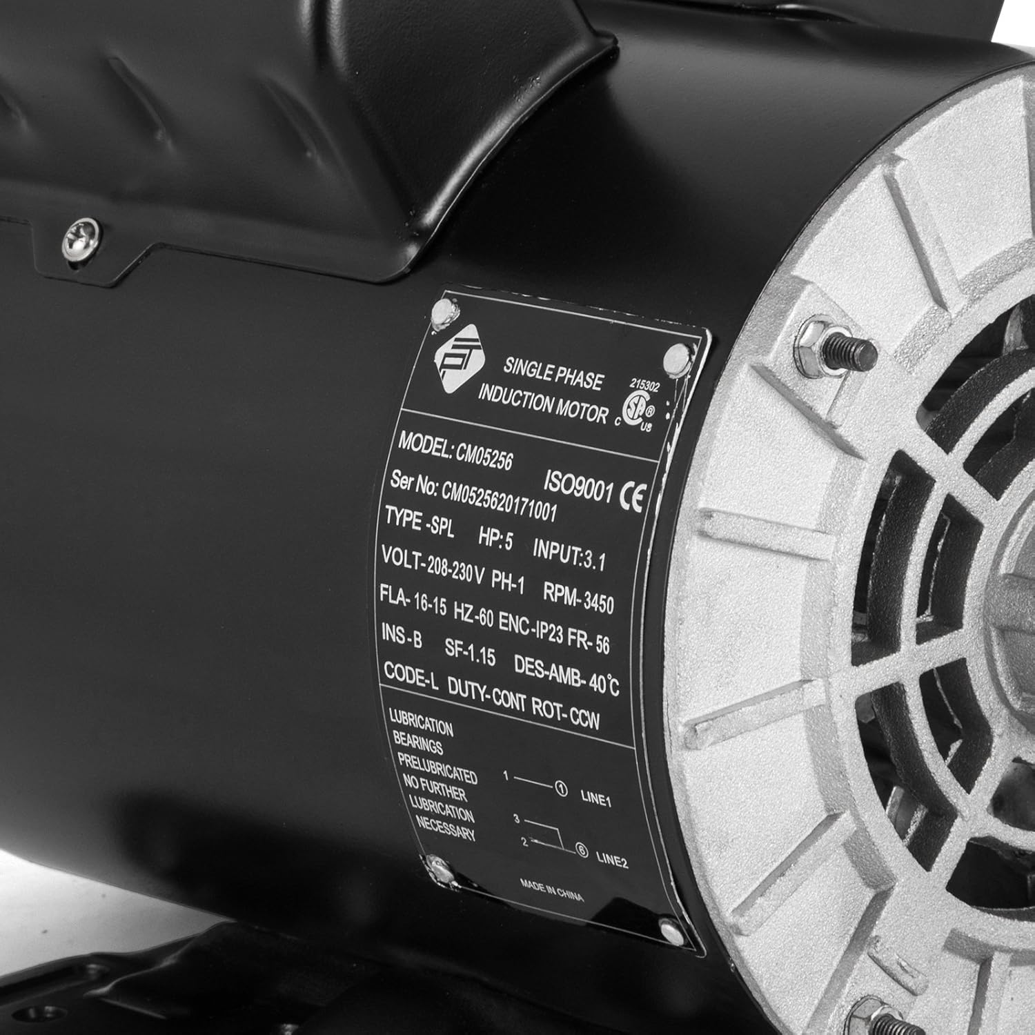 VEVOR 5 Hp Electric Motor 3.1 KW Rated Speed 3450 RPM Single Phase