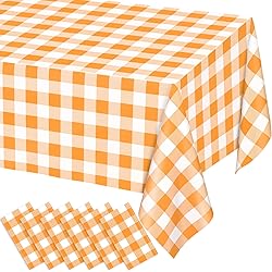 WNINK 6 Pack Orange and White Checkered Rectangular