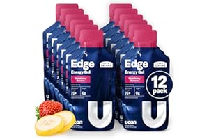 UCAN Edge Energy Gel Shots, Strawberry Banana (12, 2 Ounce Packets) for Running, Training, Workouts, Fitness, Cycling, Crossfit | Sugar-Free, Vegan, & Keto Friendly Energy