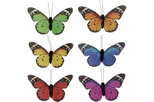 Berfutall-Butterfly Decorations Set of 12 with Wire Butterflies for Crafts Decorative Monarch Butterfly 3.5×2.3in Spring Home Decor Floral Pick………