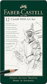 Faber-Castell 9000 Art Set 12 Graphite Pencils in Stylish Tin 8B to 2H view 1
