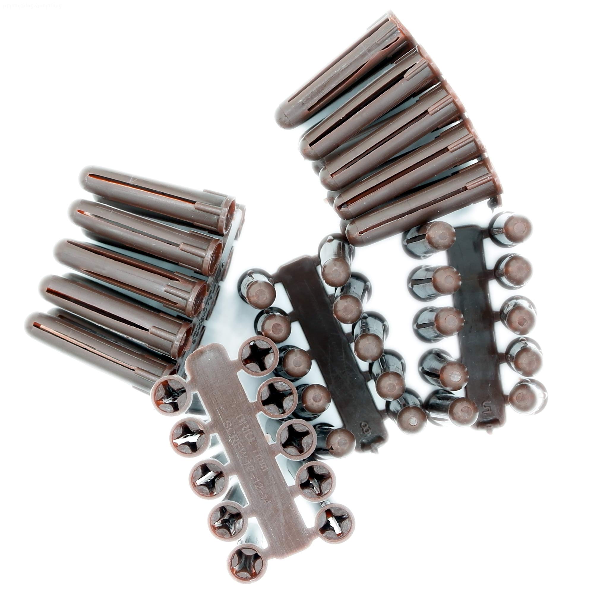 No.8-10 (4.2mm - 4.8mm) Wall Plug (Standard) - Plastic (Brown) (Pack of 50)