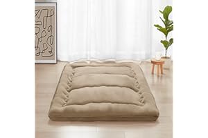 PPOLCA Japanese Floor Mattress, Twin Futon Mattress, Foldable Tatami Mattress Camping Mat for Adults, Kids, Guest Room, Khaki