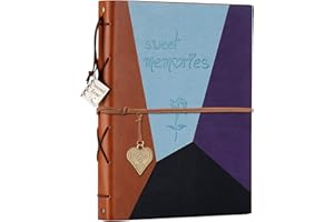 Scrapbook Album,ZEEYUAN Leather Vintage Photo Album Memories DIY Scrap Book Refillable 60 Pages Large Family Photo Book for Anniversary Valentines Birthday(Blue Purple,L)