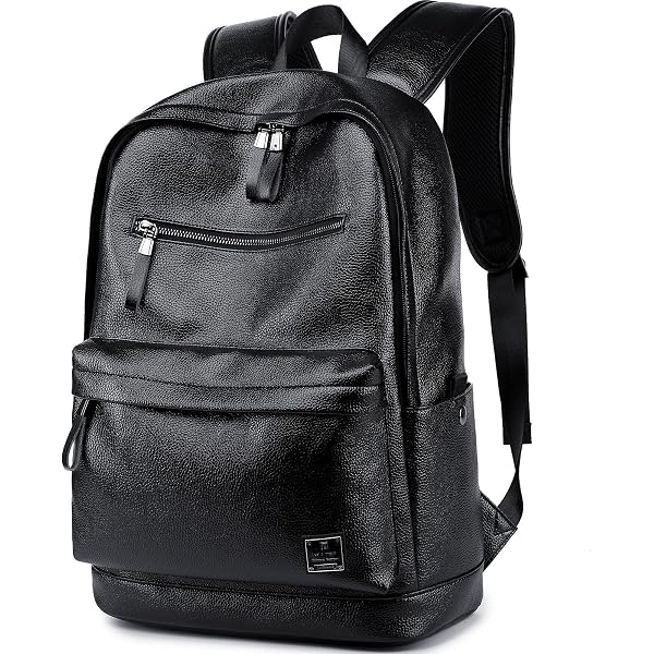 PU Leather Backpack,student schoolbag，Large Capacity Laptop Backpack, Fashion Casual Daypack for School, Travel, Work (Black A) : Electronics