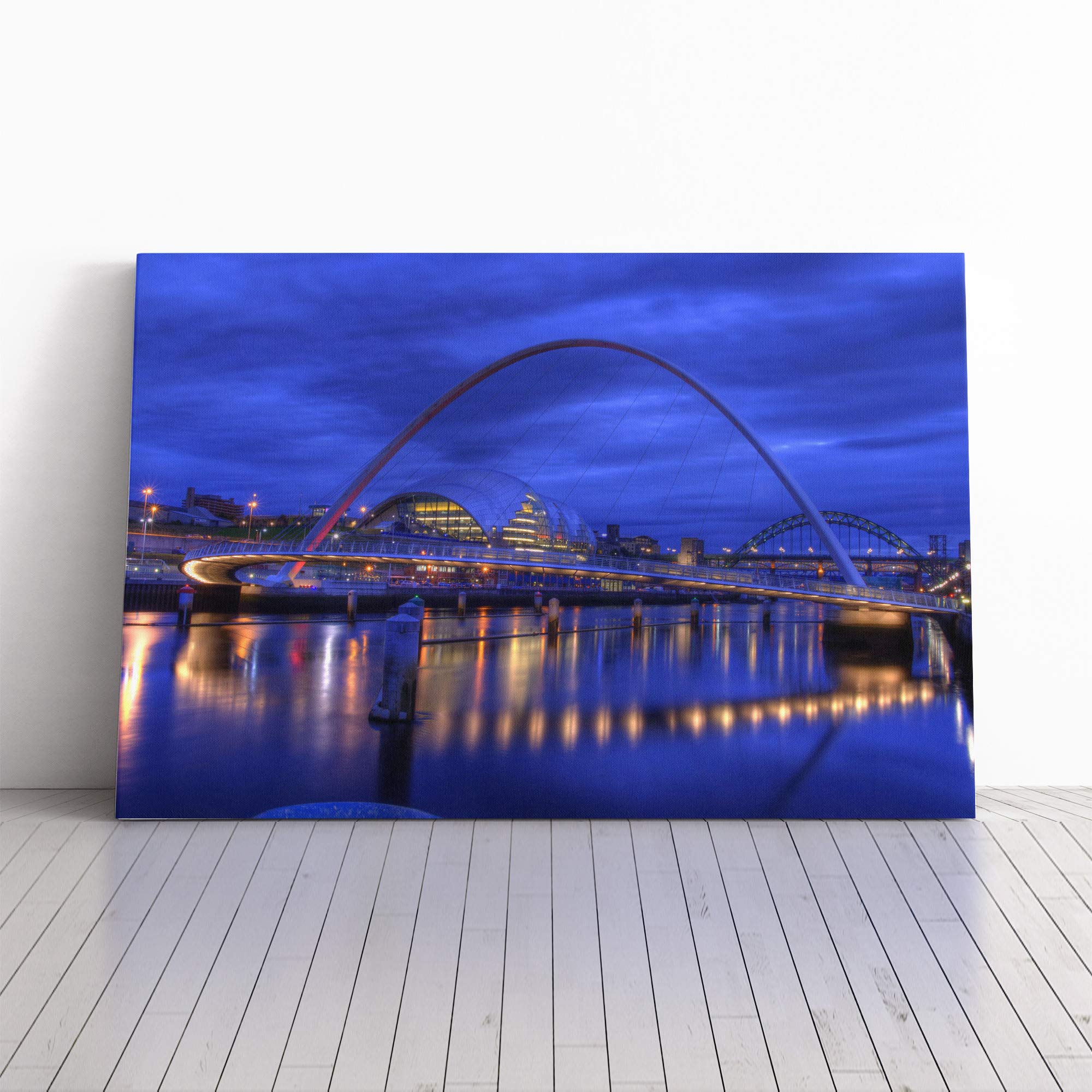 Millennium Bridge Newcastle Vol.2 Canvas Print | Gallery Wrapped 30mm Frame Wall Art | 20x14 inches | Ready to Hang | Modern Cityscape Picture | Living Room Bedroom Lounge Office