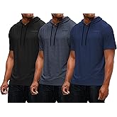 DEVOPS 3 Pack Men's Hoodie Short Sleeve Fishing Hiking Running Workout T-Shirts