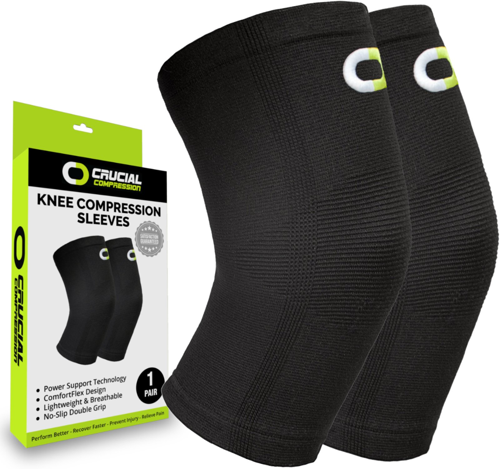 Crucial Compression Knee Sleeve (1 Pair) Best Knee Braces for Knee