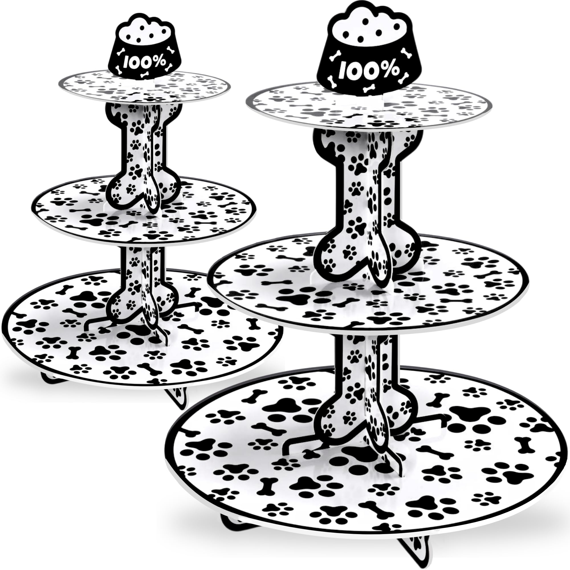 Pangu 2 Pack Dog Paw Print Cupcake Stand – 3-Tier