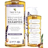 Tree to Tub Lavender Dry Hair Shampoo for Sensitive Scalp - Gentle Hydrating Dry Scalp Shampoo for Women & Men, Moisturizing Sulfate Free Shampoo w/Organic Argan Oil, Chamomile, All Natural Aloe Vera