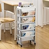 5 Tier Book Rack Storage Bookshelf, Mobile