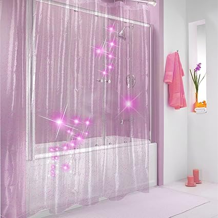 Glitter Pink Shower Curtain Transparent Eva Bath Curtains For