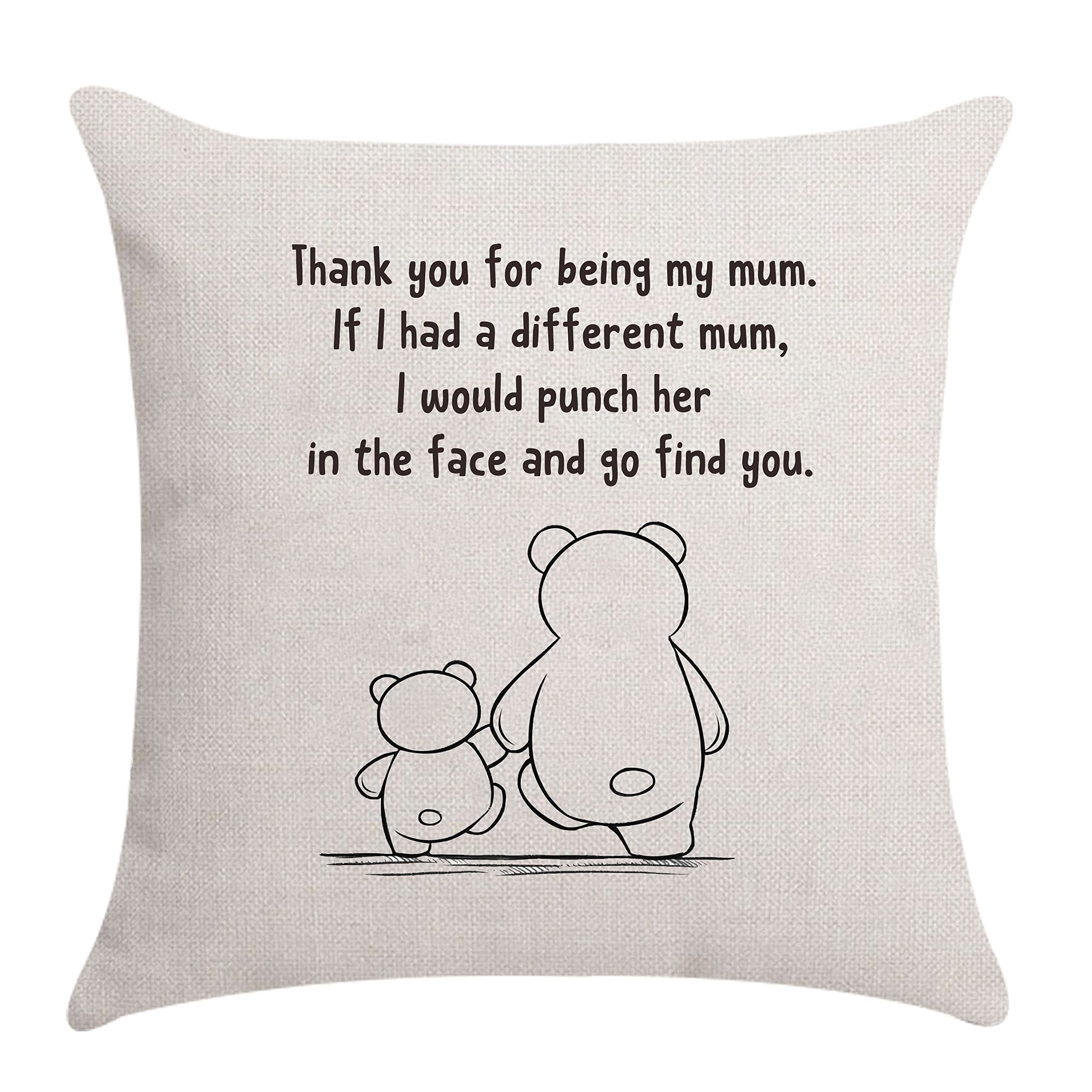 Aocaso Mum Cushion Cover Throw Pillow - Mummy & Mom Gifts from Daughter & Son (Thank You for Being My Mum)