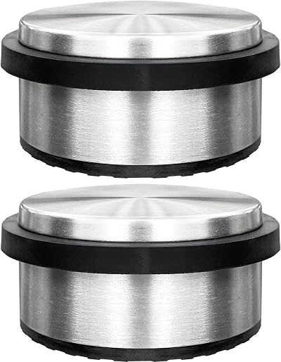 Smiths Stainless Steel Door Stops 2 Pack Heavy Duty Metal Round 10.3cm