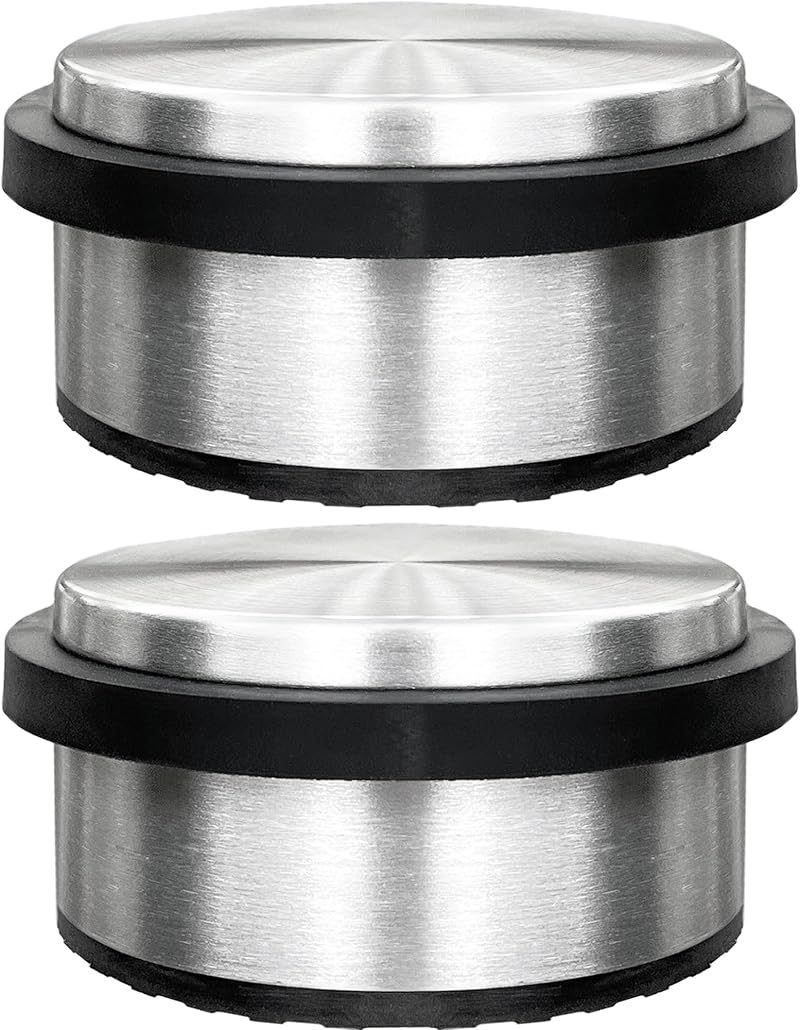 Smiths Stainless Steel Door Stops 2 Pack Heavy Duty Metal Round 10.3cm